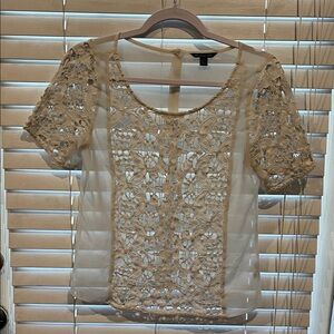 American Eagle Outfitters Cream Lace Blouse